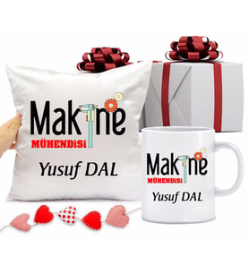 Makine Mühendisi Bardağı ve Yastığı Hediye Seti (Model 1)