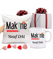Makine Mühendisi Bardağı ve Yastığı Hediye Seti (Model 1)