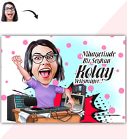 BK Gift Kişiye Özel Bayan Radyocu Karikatür Baskılı Yaş Pasta İçin Yenilebilir Şekerli Kağıt  1(Sadece Kağıt)