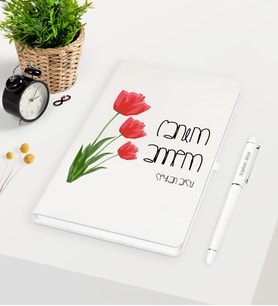 BK Gift Kişiye Özel Canım Annem Beyaz Defter Kalem Seti - 11
