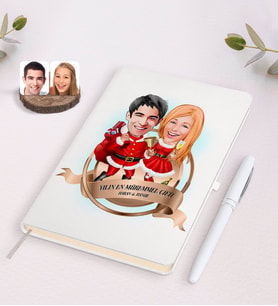 BK Gift Kişiye Özel Yılın En Mükemmel Çifti Karikatürlü Beyaz Defter ve Kalem Hediye Seti-63