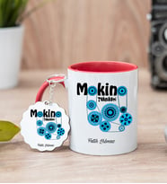 Makine Teknikeri Kırmızı Kupa Bardak Ve Anahtarlık Set