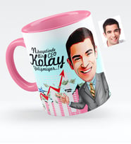 BK Gift Kişiye Özel Bay Ceo Karikatürlü Pembe Kupa Bardak  1