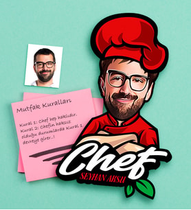 BK Gift Kişiye Özel Bay Chef Karikatürlü Ahşap Magnet-10 (Çok Renkli)