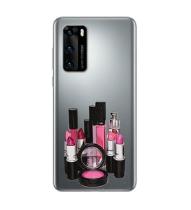 Makyaj Tasarımlı Süper Şeffaf Silikon Telefon Kılıfı Huawei P40