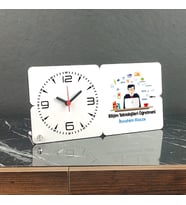 Bilişim Teknolojileri Öğretmeni Ahşap Masa Saati