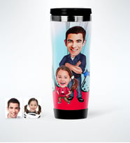 BK Gift Kişiye Özel Baba Kız Karikatürlü Çelik Termos Bardak  1