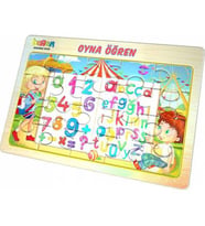 Sayılar Harfler - Oyna Öğren 20 Parça Yapboz - Öğretici Çocuk Yapbozu - Yazı Puzzle