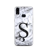 Samsung A10s Beyaz Mermer Harf Tasarımlı Telefon Kılıfı Ş-Harfi 