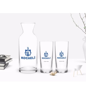 BK Gift Kişiye Özel Renkli Baskılı Kocaeli Tasarımlı Turistik İkili Rakı Bardağı ve Karaf Hediye Seti-1 (Model 1)