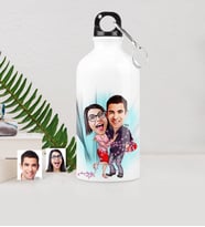 BK Gift Kişiye Özel Sevgili Çift Karikatürlü Metal Suluk 500 Ml 2