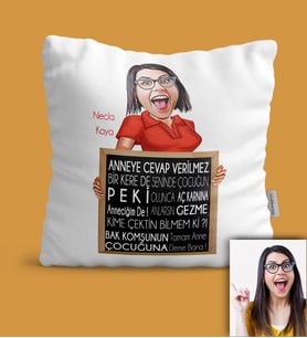 BK Gift Kişiye Özel Anneler Günü Temalı Karikatürlü Yastık Yas6