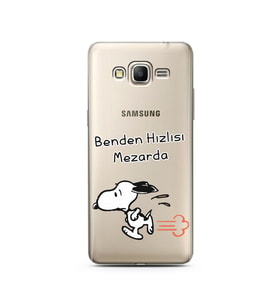 Snoopy Tasarımlı Süper Şeffaf Silikon Telefon Kılıfı Samsung Grand Prime