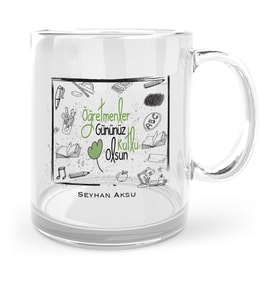 BK Gift Kişiye Özel Öğretmenler Gününüz Kutlu Olsun Cam Kupa Bardak  8