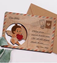 BK Gift Kişiye Özel Sevgililer Günü Temalı Retro Ahşap Tebrik Kartı  5