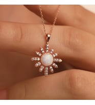 925 Ayar Gümüş Opal Taşlı Güneş Kolye
