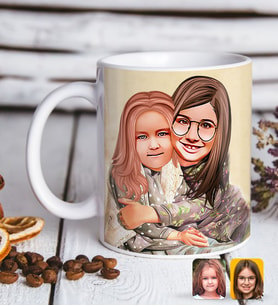 BK Gift Kişiye Özel Kız Kardeşler Karikatürlü Beyaz Kupa Bardak-4