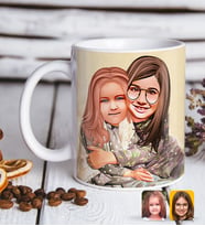 BK Gift Kişiye Özel Kız Kardeşler Karikatürlü Beyaz Kupa Bardak-4
