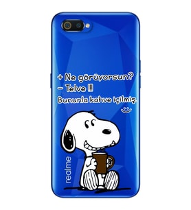 Snoopy Tasarımlı Süper Şeffaf Silikon Telefon Kılıfı Oppo Realmi C2