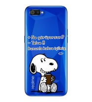 Snoopy Tasarımlı Süper Şeffaf Silikon Telefon Kılıfı Oppo Realmi C2
