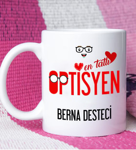 Mesajlı Optisyen Tasarımlı Kişiye Özel Optisyen Kupa Bardak
