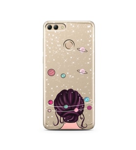 Space Girl Tasarım Süper Şeffaf Silikon Telefon Kılıfı Huawei Y9 2018