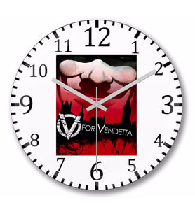 V For Vendetta Freedom Mask  Duvar Saati Bombeli Gercek Cam