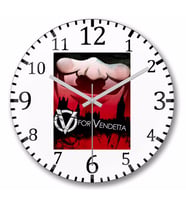 V For Vendetta Freedom Mask  Duvar Saati Bombeli Gercek Cam