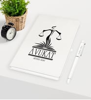 BK Gift Kişiye Özel Avukat Temalı Beyaz Defter Kalem Seti - 5