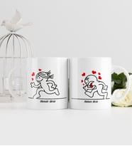 BK Gift Kişiye Özel İkili Sevgili Temalı Beyaz Kupa Bardak - 4