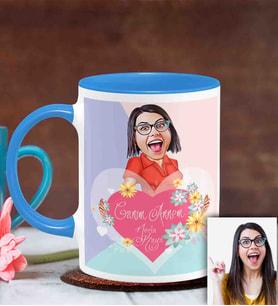 BK Gift Kişiye Özel Anneler Günü Temalı Karikatürlü Mavi Kupa Bardak M8