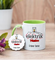 Elektrik Teknikeri Yeşil Kupa Bardak Ve Anahtarlık Set