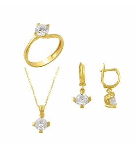 Tektaş Üçlü Set 7.45 Gram 14 Ayar Altın (Çok Renkli)