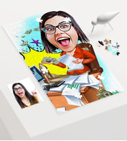 BK Gift Kişiye Özel Kadın Bankacı Karikatür 240 Parça A3 Puzzle  1