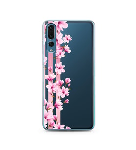 Transparan Çiçek Tasarımlı Süper Şeffaf Silikon Telefon Kılıfı Huawei P20 Pro  