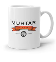 BK Gift Kişiye Özel Mesleki Muhtar Tasarımlı Beyaz Kupa Bardak  2