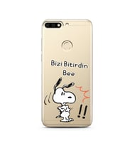 Snoopy Tasarımlı Süper Şeffaf Silikon Telefon Kılıfı Huawei Honor 7C- y7 2018 