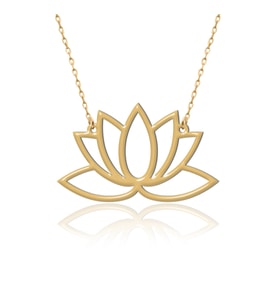 Sade Lotus Çiçeği Altın Kaplama Gümüş Kolye