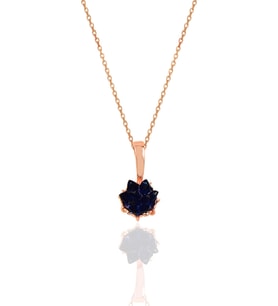 Söğütlü Silver Gümüş Lotus çiçeği modeli safir renkli taşlı kolye