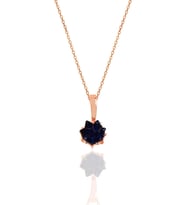 Söğütlü Silver Gümüş Lotus çiçeği modeli safir renkli taşlı kolye