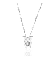 Gümüş Swarovski Taşlı Baykuş Kolye Sertifikalı Qr Kodlu