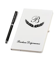 Kişiye Özel Hazırlanmış Beyaz Şık Defter Ve Kalem Hediye Seti
