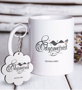 BK Gift Kişiye Özel Mesleki Odyometrist Beyaz Kupa ve Anahtarlık Hediye Seti (Model 1)