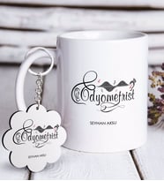 BK Gift Kişiye Özel Mesleki Odyometrist Beyaz Kupa ve Anahtarlık Hediye Seti (Model 1)