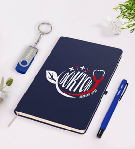 BK Gift Kişiye Özel Doktor Temalı Lacivert Defter Kalem 32gb USB Bellek Hediye Seti-10 (Model 1)