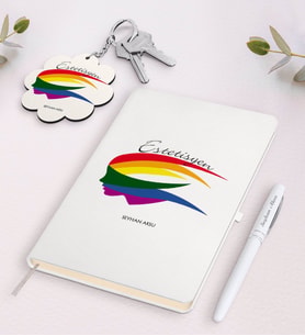 BK Gift Kişiye Özel Estetisyen Beyaz Defter Kalem Ve Anahtarlık Hediye Seti-2 (Model 1)