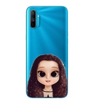 Kıvırcık Saçlı Kız Tasarımlı Süper Şeffaf Silikon Telefon Kılıfı Oppo Realmi C3
