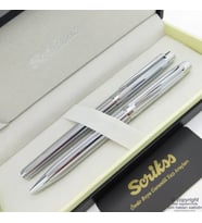 Scrikss 722W Krom Dolma Kalem + Tükenmez Kalem Set  Scrikss Kalem  İsme Özel Kalem  Hediyelik Kalem
