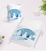 BK Gift Kişiye Özel Yılbaşı Mutlu Yıllar Beyaz Defter Kalem ve Kupa Seti-22 (Model 1)