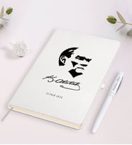 BK Gift Kişiye Özel Atatürk Temalı Beyaz Defter ve Kalem Hediye Seti-24